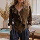 thumbnail image 5 of Camisetas de Cuello en V de Manga Larga para las Mujeres Blusa de Ruffle Casual Camiseta de Trabajo Tops, Tops de Manga Larga de Moda para las Mujeres 2025 Pullover Suelto, 5 of 6