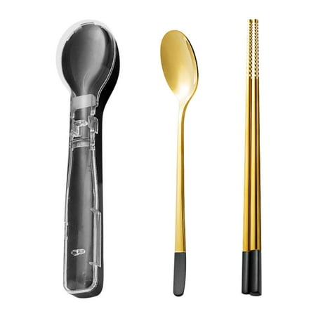 

Cglfd Stainless Steel Portable Tableware Two-Piece Set Fork Spoon Chopsticks Tableware