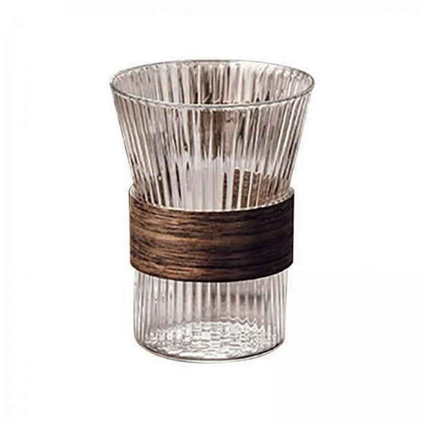 Tazas para beber,Taza de vidrio Taza para beber Taza de vidrio a rayas,Cristalería con aislamiento térmico de 350 ml de capacidad,Vaso de vidrio de borosilicato transparente para beber,Vasos