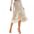 thumbnail image 1 of Women's Chiffon Floral High Waist Ruffle Tie Wrap Midi Skirt Summer Beach Maxi Dress, 1 of 7