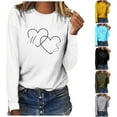 thumbnail image 4 of Valentine's Day Shirt for Women Plus Size Long Sleeve Funny Cute Graphic Print Tees Casual Crew Neck Pullover Tops(Sky Blue,XL), 4 of 4