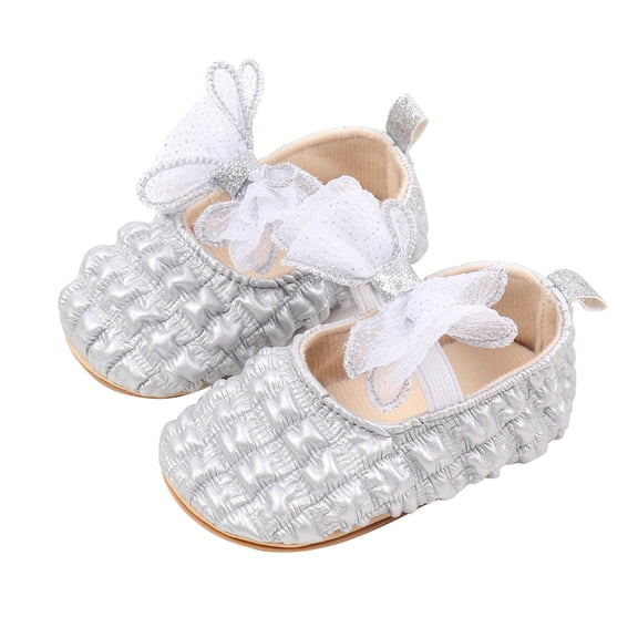 Ruyang Newborn Baby First Walking Shoes Shiny Bow Non-Slip Soft Sole Shoes Summer Lightweight Breathable Princess Shoes