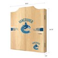 thumbnail image 2 of Vancouver Canucks Logo Dart Board Cabinet Set with 6 Steel Tip Darts, 2 of 7
