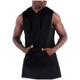 thumbnail image 3 of Mens Sleeveless Hooded T-Shirts Muscle Tank Tops Workout Mesh Quick Dry Athletic Training Shirts Summer Casual Bodybuilding Tee with Kangaroo Pocket, 3 of 10