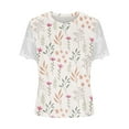 thumbnail image 3 of Zpanxa Womens Summer Tops, Women's Fashion Printed T-shirt Lace Short Sleeves Blouse Round Neck Casual Tops Mint Green B XXL, 3 of 4