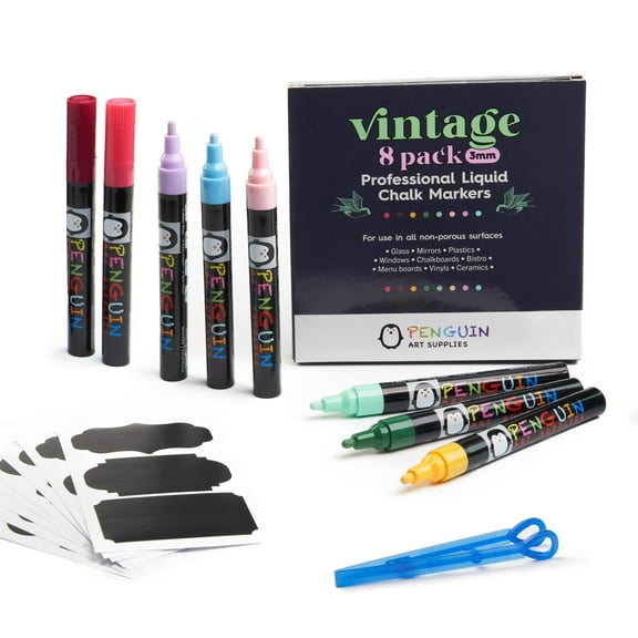 Liquid Chalk Markers - Set Of 8 6 Mm Fine Tip Chalk Pen   Free 24X Chalkboard Stickers