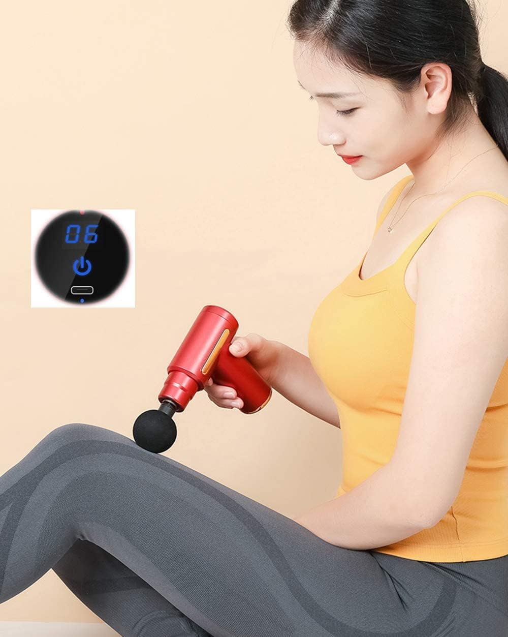 Muscle Massage Gun, Massage Gun Mini Portable Electric Deep Tissue Percussion Massager for Pain Relief, 6 Speed Quiet Body Fascia Gun Handheld Muscle Massager for Athletes with 4 Massage Head