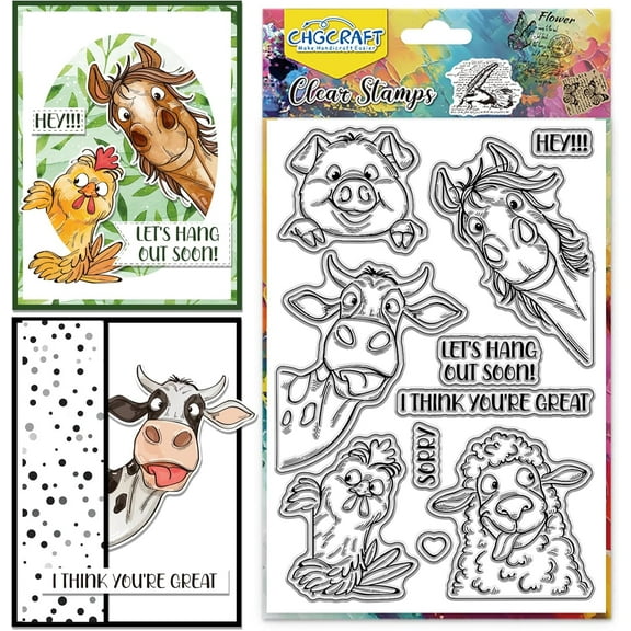 Funny Animal Clear Stamps Peek Animal Transparent Stamps Silicone Clear Stamp Seals for Carding Making DIY Scrapbooking Photo Album Decoration 4.3x6.3 inch