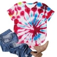 thumbnail image 4 of Mifsaly Tie-Dye Cotton T-Shirt for Women Short Sleeve Crew Neck Casual Summer Tops Colorful Print Lightweight Breathable Casual Blouse XXXL, 4 of 6