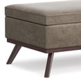 thumbnail image 6 of Owen 42 inch Wide Mid-Century Modern Lift Top Large Coffee Table Storage Ottoman in Distressed Smoky Grey Brown Vegan Leather, 6 of 12