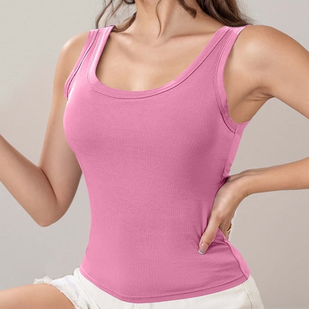 Ropa interior térmica para mujer, color sólido, cuello en U con cojín en el pecho, hilo, sin mangas, ropa interior de poliéster para mujer