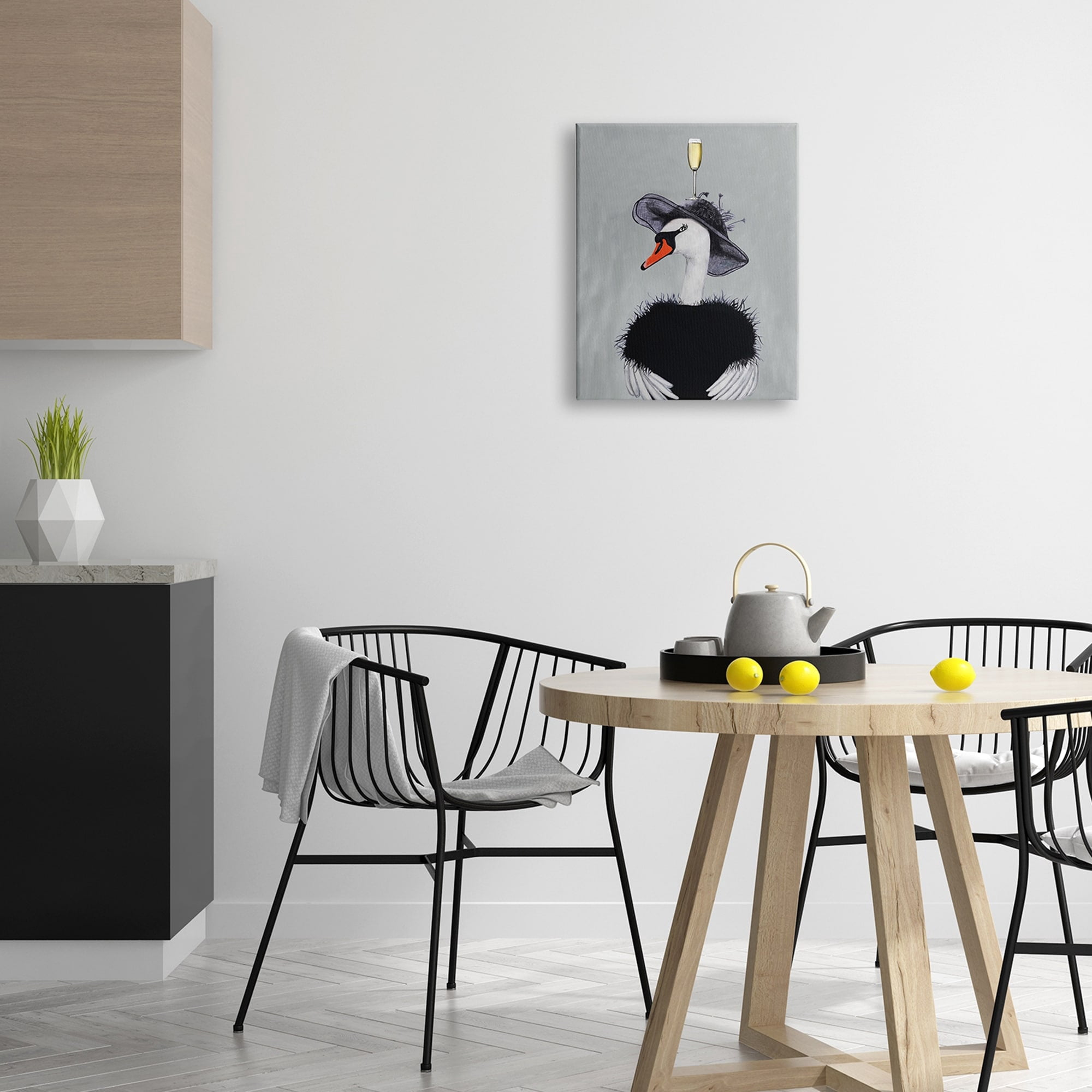 Stupell Industries Fashionable Swan Champagne Glass Wearing Hat Dress Novelty Painting Gallery-Wrapped Canvas Print Wall Art, 16 x 20, Design by Coco de Paris