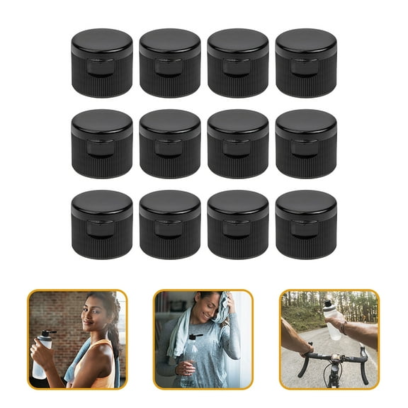 OFFIGAM 40pcs Reusable Plastic Bottle Caps Black for Squeeze Water Bottle for Adults