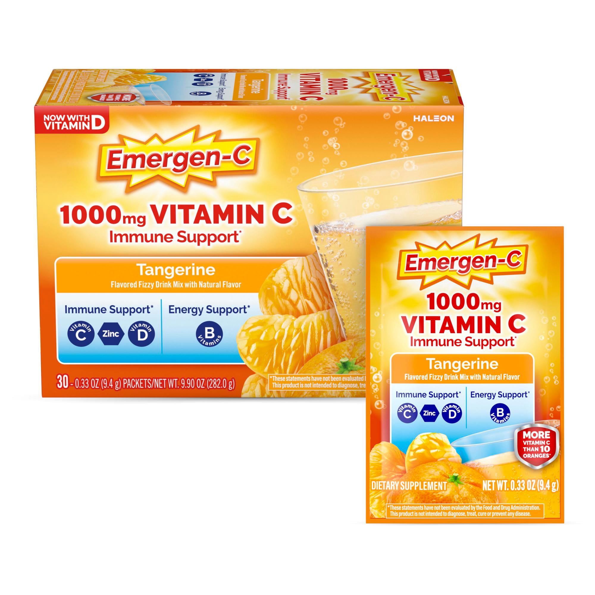 【並行輸入品】[2個] エマージェンシー Emergen-C ビタミンC 1000mg タンジェリン味 30袋入り 粉末 炭酸入り ミネラル マルチビタミン Vitamin C 1000mg