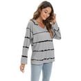 thumbnail image 3 of Xmarks Women's Striped T-Shirt Color Block Long Raglan Sleeve V Neck Baseball Tee Shirt Top, 3 of 10