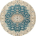 thumbnail image 1 of Ahgly Company Machine Washable Indoor Round Traditional Grayish Turquoise Green Area Rugs, 4' Round, 1 of 7