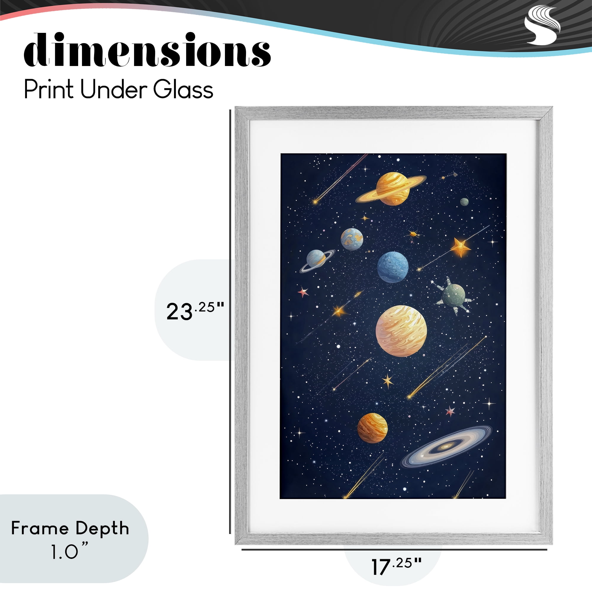 Stupell Industries The Galaxy Composition Gray Framed Print Under Glass, design by Creative Studio