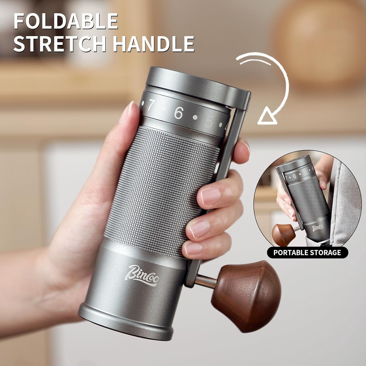 Manual Coffee Grinder with CNC Steel Burr and 9 Precision Settings for Espresso to French Press