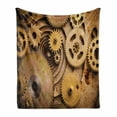 thumbnail image 1 of Steampunk Soft Flannel Fleece Blanket, Engineering Equipments Illustration of Mechanical Elements Wheels Close up Image, Cozy Plush for Indoor and Outdoor Use, 70" x 90", Sand Brown, by Ambesonne, 1 of 6