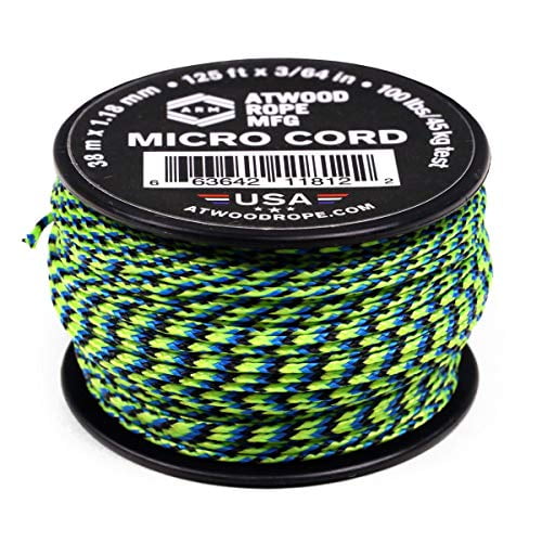 Atwood Rope MFG Tactical Nylon/Polyester Micro Utility Cord 1.18mm X 125ft Reusable Spool | Fishing Gear, Jewlery Making, Camping Accessories (Aquatica)