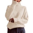 thumbnail image 3 of Women'S Turtle Neck Sweater Fall Winter Long Sleeve Chunky Knitted Trendy Pullover Tops Color M, 3 of 9