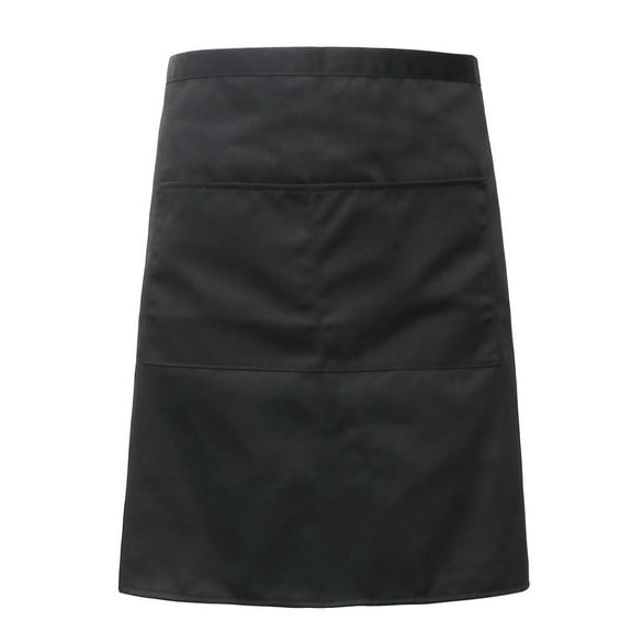 Black Cotton Waist Apron with 2 Pockets for Men - Waiter/Server Uniform