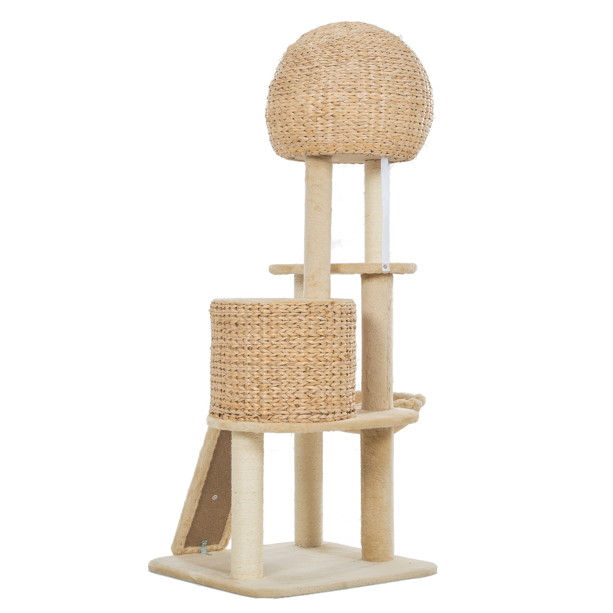 Pefilos 61" Cat Tree Tower for Indoor Cats, Plush Multi-Level Cat Condo with 1 Perches, 2 Caves, Cozy Basket and Scratching Board, Beige Pefilos 61" Cat Tree Tower for Indoor Cats, Plush Multi-Level Cat Condo with 1 Perches, 2 Caves, Cozy Basket and Scratching Board, Beige