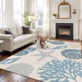 thumbnail image 2 of Summer Marine Life 5x7 Area Rugs for Living Room, Graffiti Corals Blue Shell Conch Sea Starfish Linen Non Slip Floor Mat Washable Low-Profile Indoor Carpet for Bedroom, Dining Room, Bathroom, 2 of 9