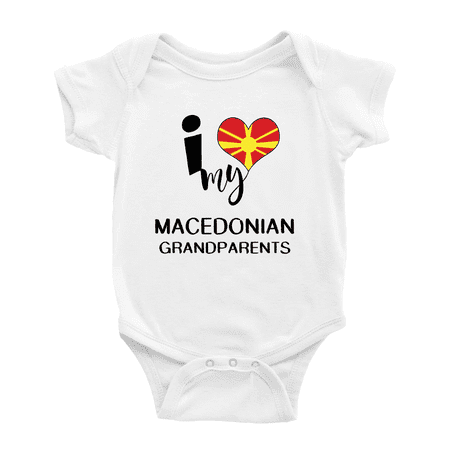 

I Heart My Macedonian Grandparents Macedonia Love Flag Newborn Clothes Outfits (White 3-6 Months)
