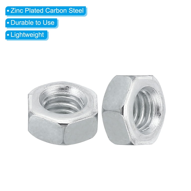 M2.5 Metric Carbon Steel Hexagon Hex Nut Silver Tone 200pcs