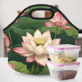 thumbnail image 6 of Herdesigns Lotus Flowers Insulated Lunch Bag Neoprene Lunch Box for Women Men Soft Cooler Bag Floral Washable Lunch Tote for Work Outdoor Picnic, 6 of 7