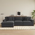 thumbnail image 4 of UIXE 118" Modular Sectional Sofa for Living Room, Modern Corduroy Comfy L Shaped Couch, 3-Seat, Gray, Left Facing Chaise, 4 of 8