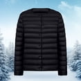 thumbnail image 1 of MPWEGNP Women's V Neck Round Neck Thin Lightweight Pure Color Simple White Duck Down Female Light Down Jacket Black XXL, 1 of 4