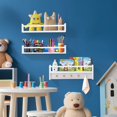 thumbnail image 2 of Wall Mounted Nursery Floating Book Shelves for Kids Books White Baby Book Shelves for Wall Under Window Bookshelf 24 In Book Display Wall Shelf a Set of 3 Bathroom Organizer Spice Racks for Wall, 2 of 8