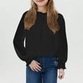 thumbnail image 5 of Kids Long Sleeve Tshirts Chiffon Lightweights Blouses Girls Round Neck Pullover Tops Casual Jacquard Dressy Outfits Clothing,02_Black, 5 of 5