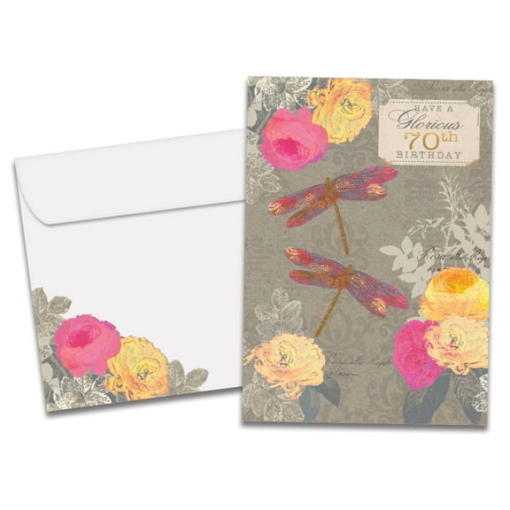 Tree-Free Greetings Milestone Birthday Greeting Card, 5x7, Glorious 70 (GO65876)