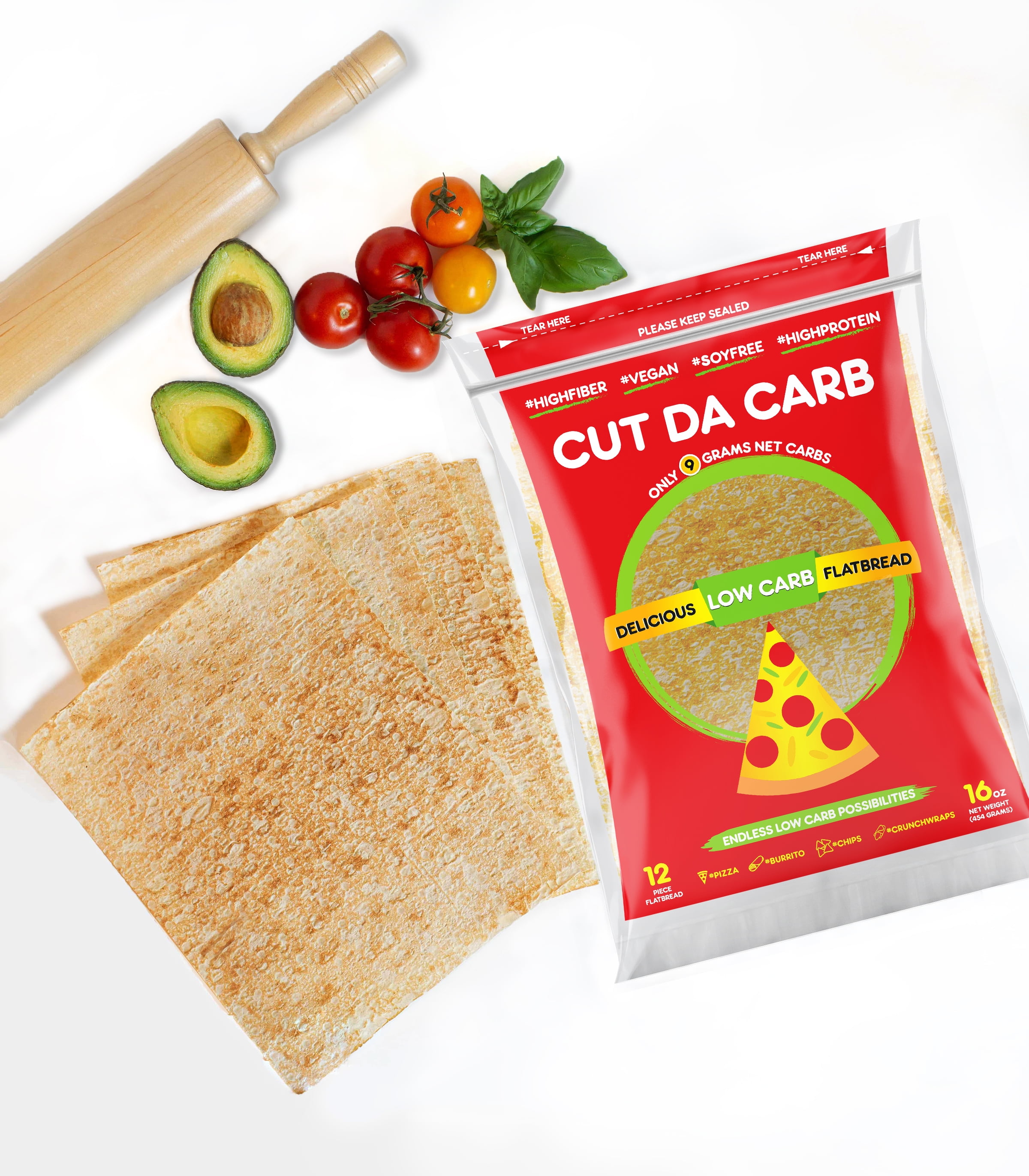 Cut Da Carb Flatbread Low Carb Low Calorie 24-Pack