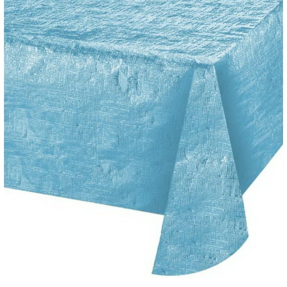 Light Blue Metallic Paper Tablecloth 54" x 84" by Way to Celebrate
