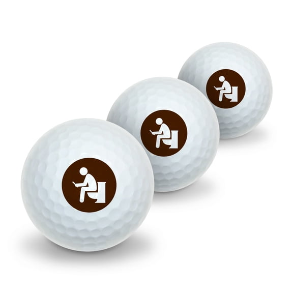 Man Pooping on Toilet Funny Novelty Golf Balls 3 Pack