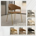 thumbnail image 5 of LeisureMod Dining Chair Upholstered Leather Armchair Velvet Accent Ergonomic Padded Seat and Back Durable Stainless Steel Base for Modern Home, Kitchen, Living Room Bella Series in Brown Set of 4, 5 of 11
