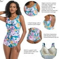 thumbnail image 6 of BIMEI Women's One-Piece Pocketed Mastectomy Swimsuit Tummy Control Pocketed Swimwear Floral Print Bathing Suits 886, Flower, M, 6 of 12