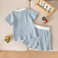 thumbnail image 4 of NOLDARES Toddler Baby Boy Clothes Boys Summer Outfits Dinosaur T-Shirt & Shorts Set 12 Months-5T(Sky Blue,2-3 Years), 4 of 4