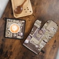 thumbnail image 5 of Oven Mitts and Pot Holders Sets 2Pcs, 100% Cotton Heat Resistant, Coffee Extra Long Oven Gloves Potholder for Kitchen Cooking Baking Decoration, 5 of 7