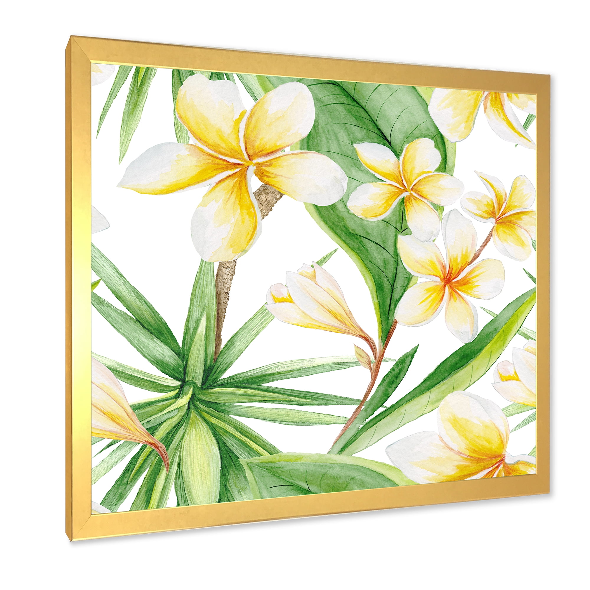 Designart 'Yellow Flowers and Tropical Foliage X' Traditional Framed Art Print