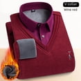 thumbnail image 5 of Suéter de lana de invierno para hombre, de dos piezas, grueso, sin costuras, con cuello de camisa, jersey de lana, cálido, de punto, 5 of 5
