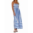 thumbnail image 2 of Women'S Striped Back Smocked Maxi Dress Spaghetti Strap Cut Out Flowy Swing Long Dress Blue S, 2 of 9