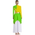 thumbnail image 2 of RUNQHUI Women Asymmetrical Praise Dance Tunic Maxi Dress Liturgical Dancewear Metallic Lyrical Dancewear Green M, 2 of 7