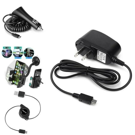 Insten Car+AC Charger+USB+Mount For HTC One M7 myTouch 4G G2 Desire Samsung Galaxy S3 S4 S5 Note 4 3