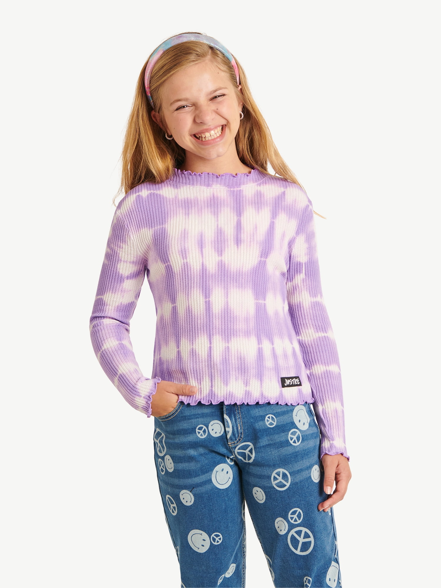 Justice Girls Mock Neck Waffle Top, Sizes 5-18 & Plus