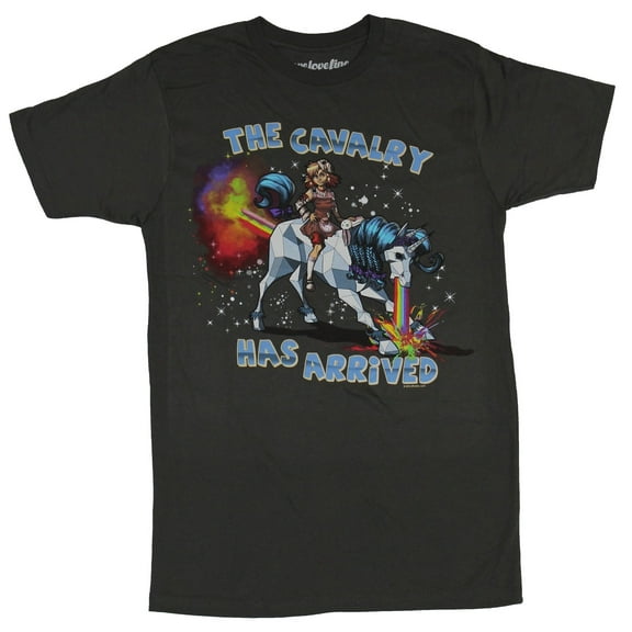 Unicorn  Mens T-Shirt -  The Cavalry Has Arrived Unicorn Rainbow Image (Small)